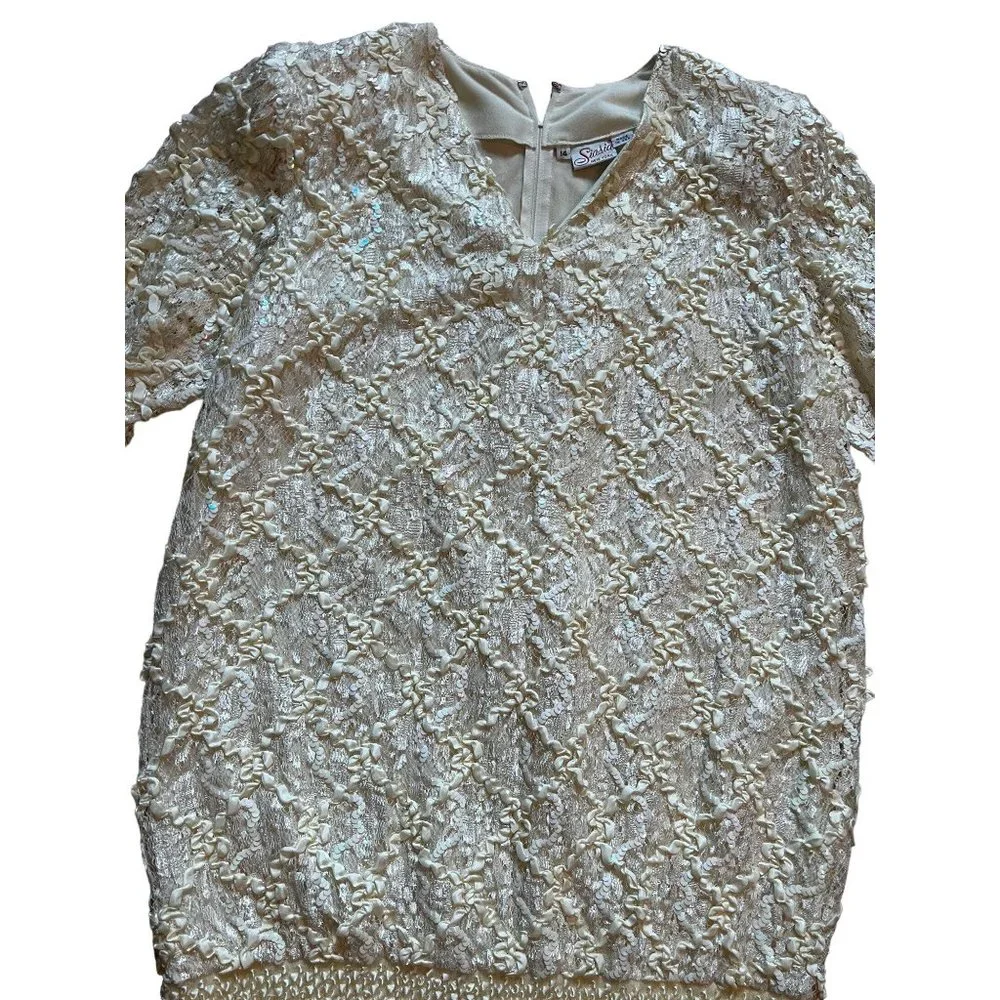 Vintage Siasia New York Champagne Gold Dress 1980s - Picture 2 of 7
